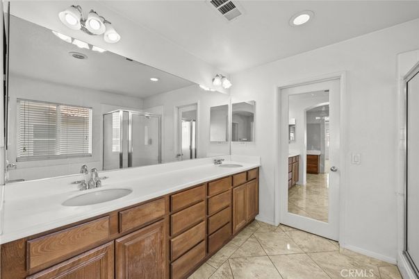 Bathroom, Dual Sink Vanities, Glass Shower, Interior, Recessed Lighting