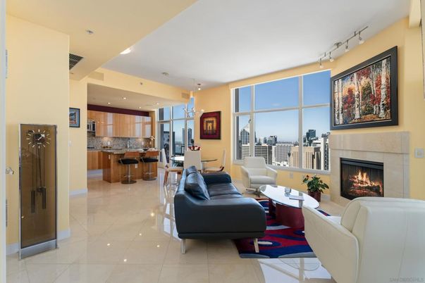 Dining room, Fireplace, Interior, Kitchen, Living room, Pendant Lights, Recessed Lighting