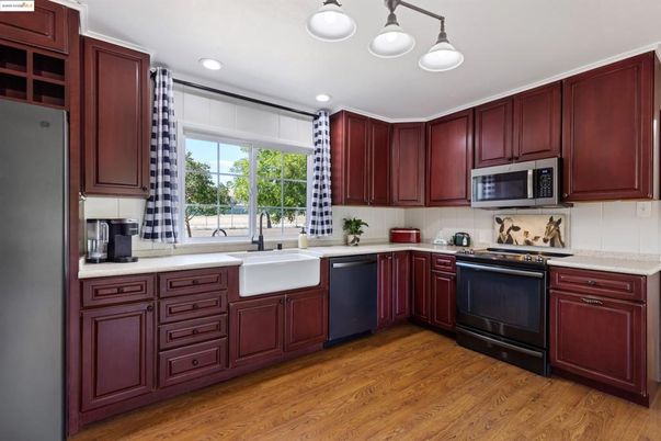 Interior, Kitchen, Recessed Lighting, Wood Texture Flooring