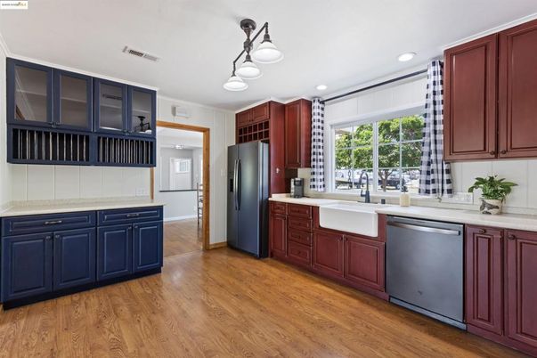 Interior, Kitchen, Recessed Lighting, Wood Texture Flooring