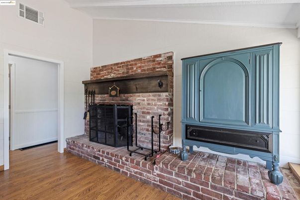 Fireplace, Interior, Stone Walls, Wood Texture Flooring