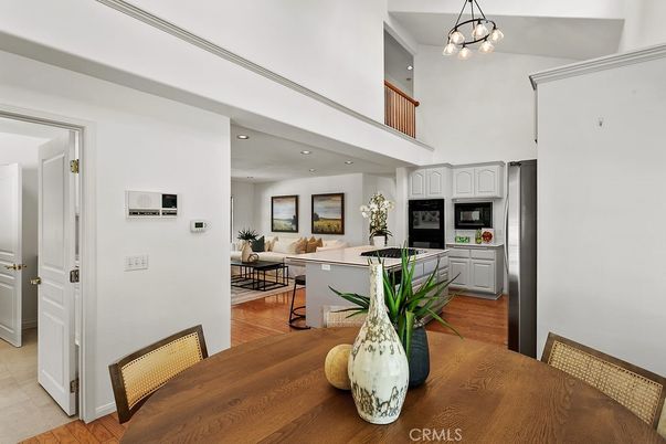 Dining room, Interior, Kitchen, Living room, Pendant Lights, Recessed Lighting, Wood Texture Flooring