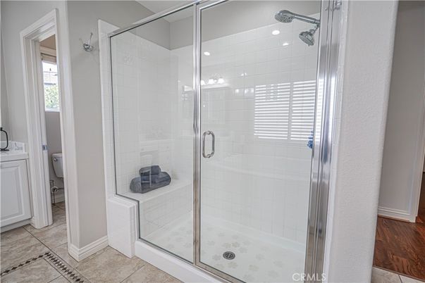Bathroom, Glass Shower, Interior, Wood Texture Flooring