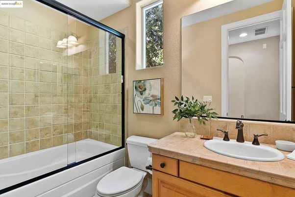 Bathroom, Glass Shower, Interior, Recessed Lighting, Tile Countertops