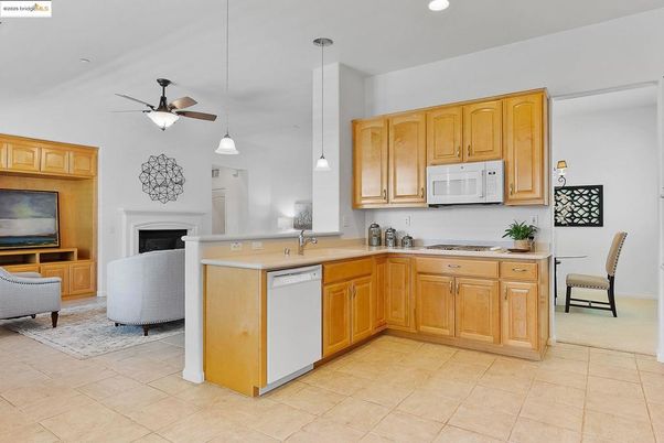 Dining room, Fireplace, Interior, Kitchen, Pendant Lights, Recessed Lighting