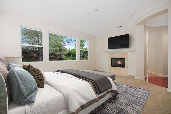 Bedroom, Fireplace, Interior