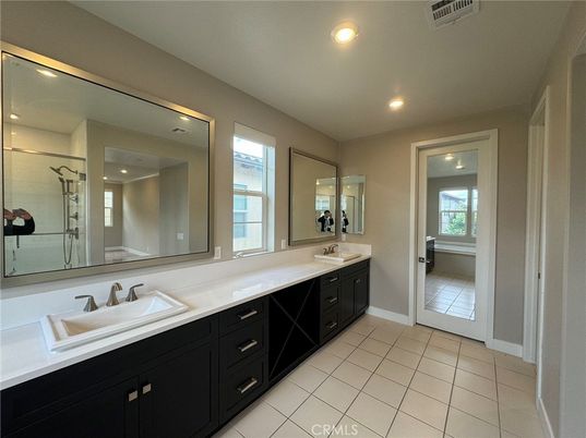 Bathroom, Dual Sink Vanities, Glass Shower, Interior, Recessed Lighting