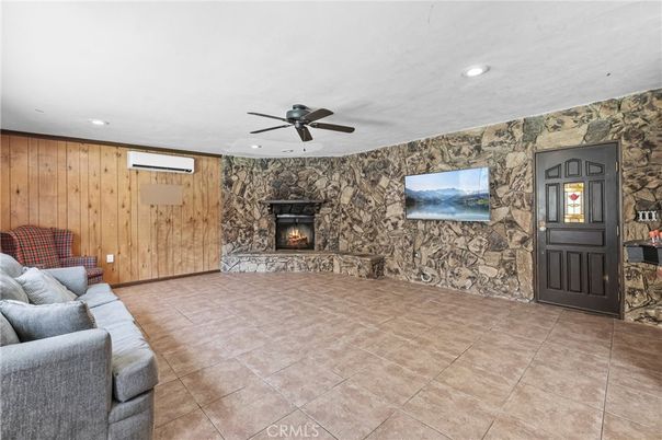 Fireplace, Interior, Recessed Lighting, Wooden Walls