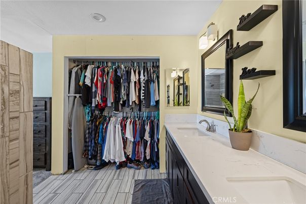 Bathroom, Dual Sink Vanities, Interior, Recessed Lighting, Walk-in Closets