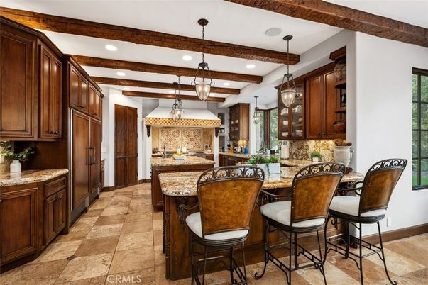 Dining room, Interior, Kitchen, Pendant Lights, Recessed Lighting, Wooden Beams