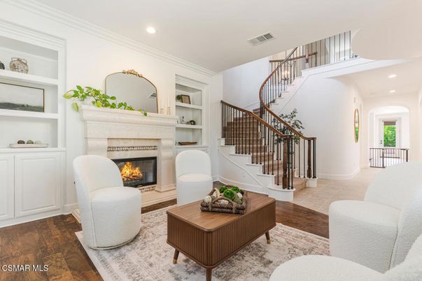 Fireplace, Interior, Recessed Lighting, Wood Texture Flooring