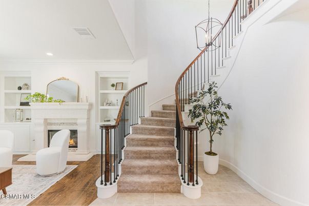 Fireplace, Interior, Pendant Lights, Recessed Lighting, Wood Texture Flooring