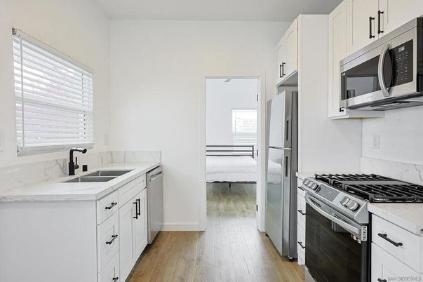 Interior, Kitchen, Stainless Steel Appliances, Wood Texture Flooring