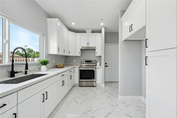 Interior, Kitchen, Marble, Recessed Lighting, Stainless Steel Appliances