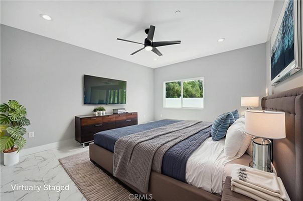 Bedroom, Interior, Marble, Recessed Lighting