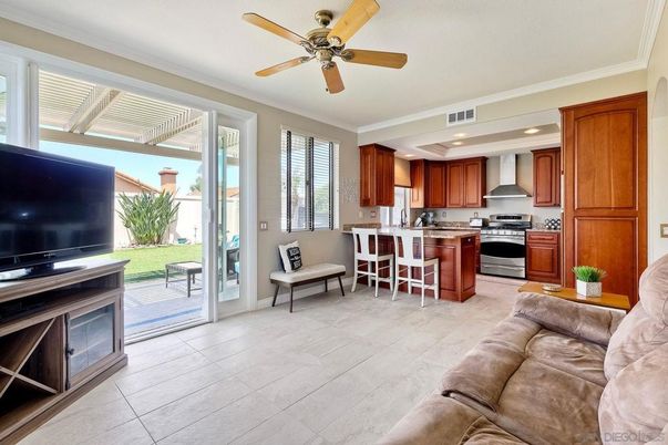 Interior, Kitchen, Living room, Recessed Lighting, Stainless Steel Appliances, Wood Texture Flooring