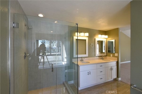 Bathroom, Dual Sink Vanities, Glass Shower, Interior, Recessed Lighting