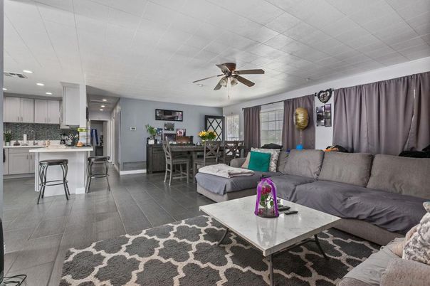 Dining room, Interior, Kitchen, Living room, Recessed Lighting