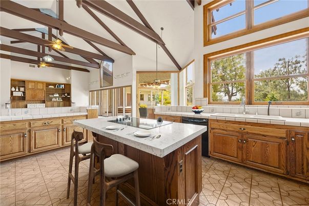 Interior, Kitchen, Tile Countertops, Wooden Beams