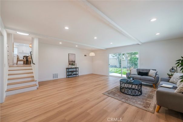 Interior, Living room, Recessed Lighting, Wood Texture Flooring