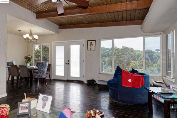 Chandelier, Dining room, Interior, Living room, Wooden Beams, Wooden Ceilings, Wood Texture Flooring