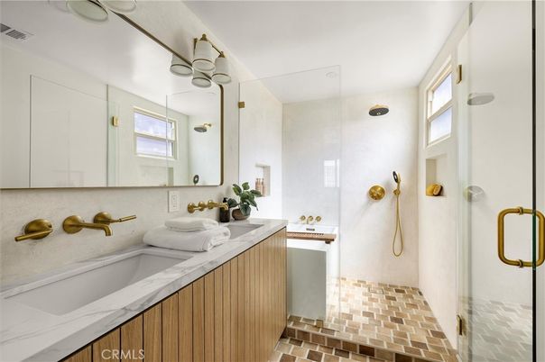 Bathroom, Dual Sink Vanities, Glass Shower, Interior