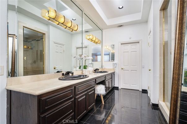 Bathroom, Dual Sink Vanities, Glass Shower, Interior, Recessed Lighting