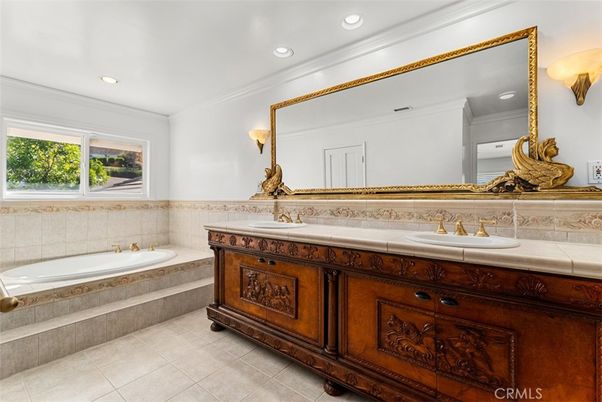 Bathroom, Dual Sink Vanities, Interior, Recessed Lighting, Tile Countertops