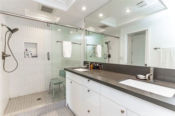 Bathroom, Dual Sink Vanities, Glass Shower, Interior, Recessed Lighting
