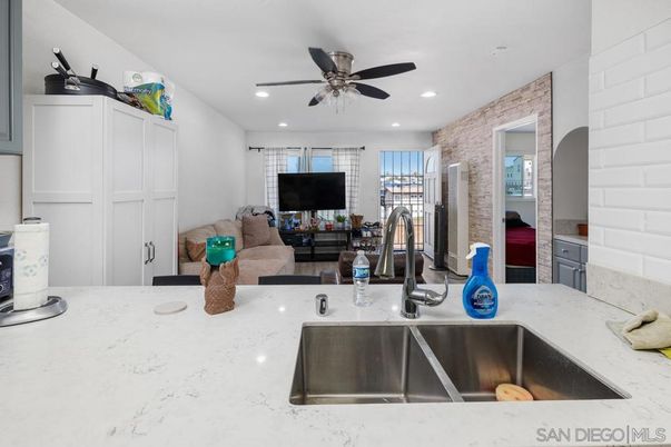 Interior, Kitchen, Recessed Lighting, Stone Walls