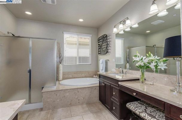 Bathroom, Dual Sink Vanities, Glass Shower, Interior, Recessed Lighting