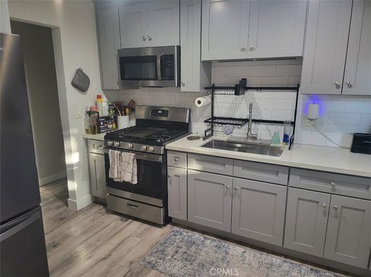 Interior, Kitchen, Stainless Steel Appliances, Wood Texture Flooring