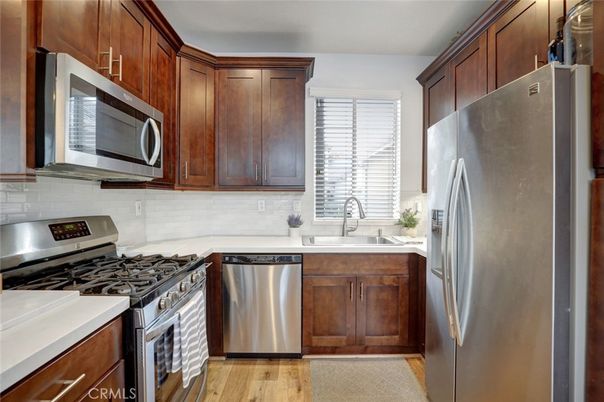 Interior, Kitchen, Stainless Steel Appliances, Wood Texture Flooring