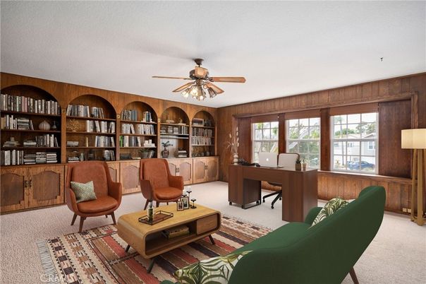 Home Office, Interior, Wooden Walls