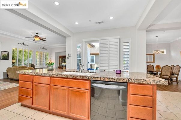 Dining room, Interior, Kitchen, Living room, Pendant Lights, Recessed Lighting, Wood Texture Flooring