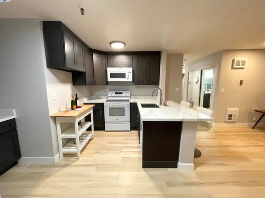 Interior, Kitchen, Recessed Lighting, Wood Texture Flooring