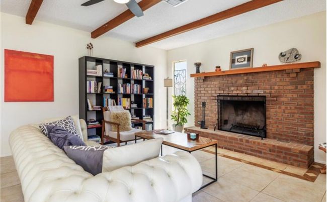 Fireplace, Interior, Living room, Stone Walls, Wooden Beams