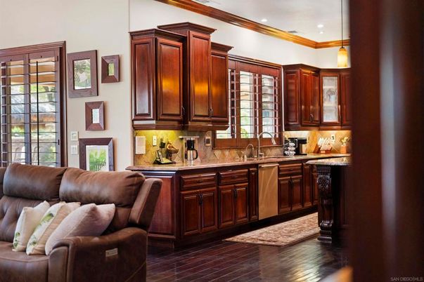 Interior, Kitchen, Living room, Pendant Lights, Recessed Lighting, Wood Texture Flooring