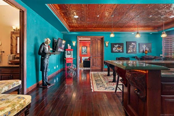Game Room, Interior, Pendant Lights, Recessed Lighting, Wood Texture Flooring