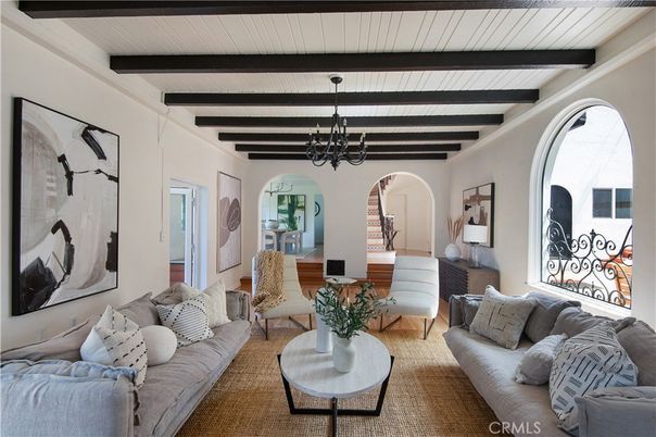Chandelier, Interior, Living room, Wooden Beams