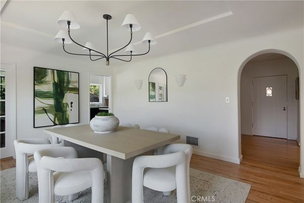 Chandelier, Dining room, Interior, Wood Texture Flooring