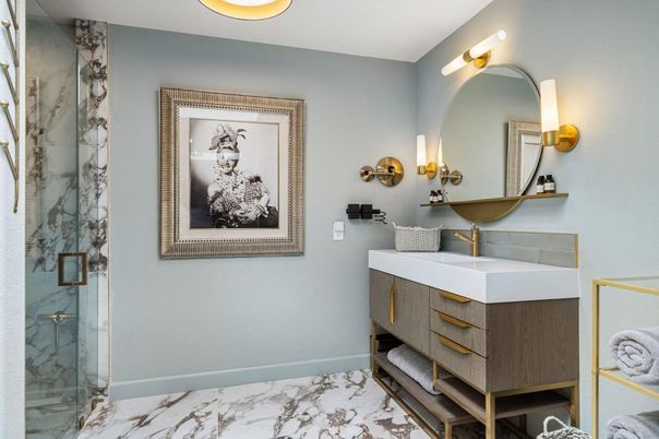 Bathroom, Glass Shower, Interior, Marble, Marble Walls