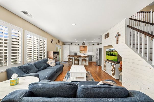 Interior, Kitchen, Living room, Recessed Lighting, Wood Texture Flooring