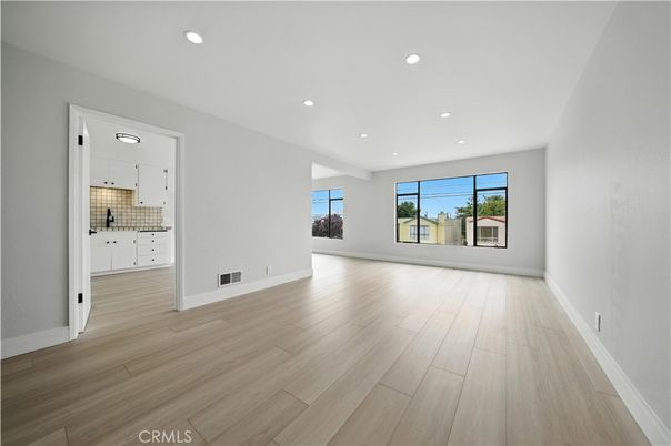 Bathroom, Empty room, Interior, Recessed Lighting, Wood Texture Flooring