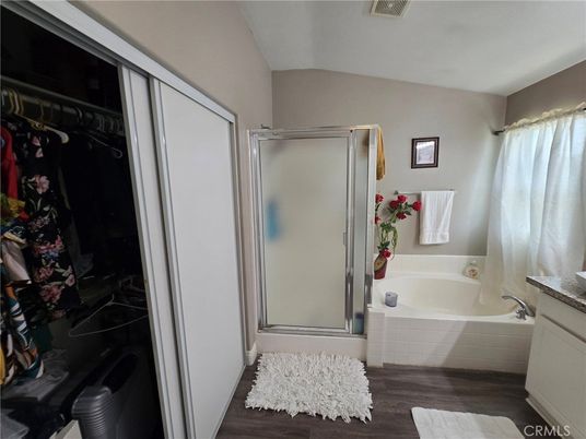 Bathroom, Glass Shower, Interior, Wood Texture Flooring