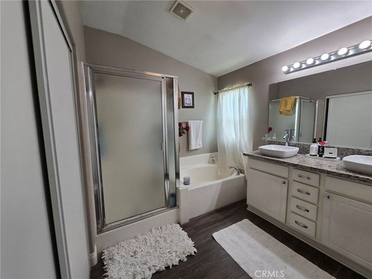 Bathroom, Dual Sink Vanities, Interior, Wood Texture Flooring