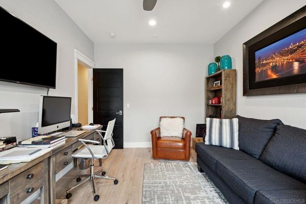 Home Office, Interior, Recessed Lighting, Wood Texture Flooring