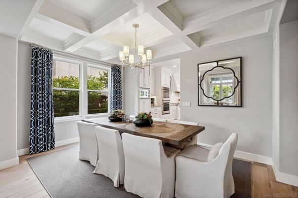 Chandelier, Dining room, Interior, Kitchen, Recessed Lighting, Wood Texture Flooring