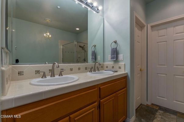 Bathroom, Dual Sink Vanities, Interior, Recessed Lighting, Tile Countertops