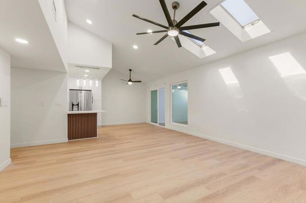 Empty room, Interior, Recessed Lighting, Wood Texture Flooring